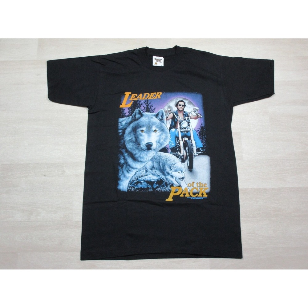 Deadstock Motorcycle Single Stitch Wolf T Shirt (M) VTG Osborns Houston Texas